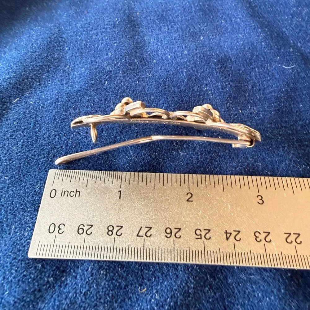 VTG Art Deco Mexico Sterling Silver 925 Grape Leaf Hair Barrette Taxco 0.9oz